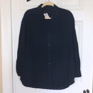 Banana Republic Navy Blue Cotton Button Down Textured Shirt Size Small